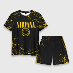 Мужской костюм с шортами 3D Nirvana smile logo with yellow grunge