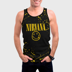 Мужская майка 3D Nirvana smile logo with yellow grunge - фото 2