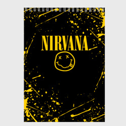 Скетчбук Nirvana smile logo with yellow grunge