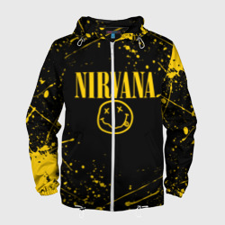 Мужская ветровка 3D Nirvana smile logo with yellow grunge