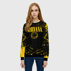 Женский свитшот 3D Nirvana smile logo with yellow grunge - фото 2