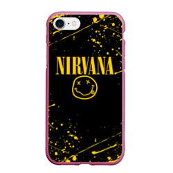 Чехол для iPhone 7/8 матовый Nirvana smile logo with yellow grunge