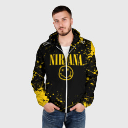 Мужская ветровка 3D Nirvana smile logo with yellow grunge - фото 2