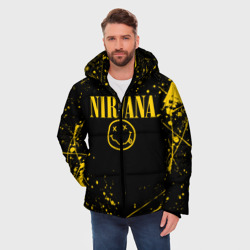 Мужская зимняя куртка 3D Nirvana smile logo with yellow grunge - фото 2