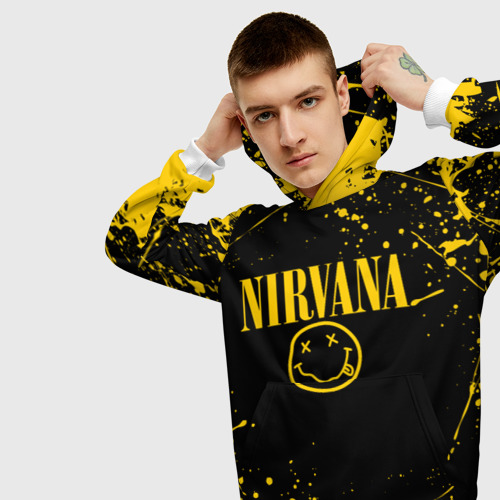 Мужская толстовка 3D Nirvana smile logo with yellow grunge - фото 5