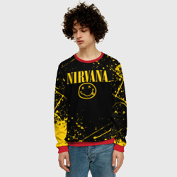 Мужской свитшот 3D Nirvana smile logo with yellow grunge - фото 2