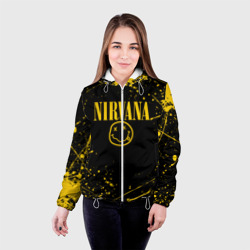 Женская куртка 3D Nirvana smile logo with yellow grunge - фото 2