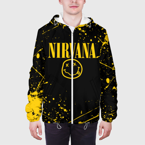 Мужская куртка 3D Nirvana smile logo with yellow grunge, цвет 3D печать - фото 4