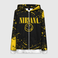 Женская толстовка 3D на молнии Nirvana smile logo with yellow grunge