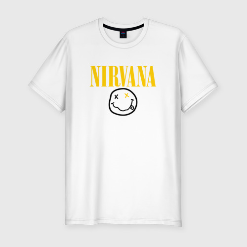 Мужская футболка хлопок Slim с принтом NIRVANA, вид спереди #2