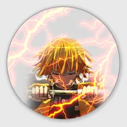 Круглый коврик для мышки Kimetsu no Yaiba достает меч