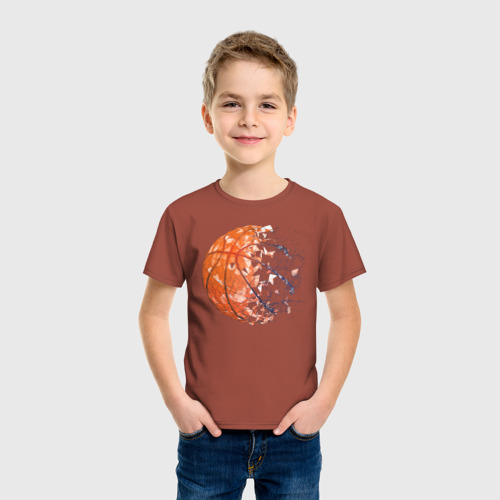 Детская футболка хлопок BasketBall, цвет кирпичный - фото 3