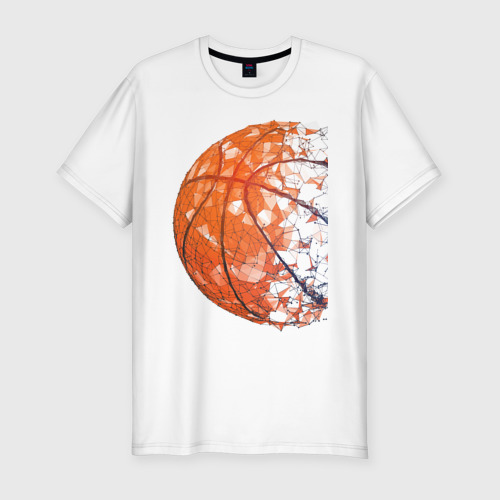 Мужская футболка хлопок Slim BasketBall Style , цвет белый