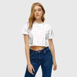 Женская футболка Crop-top 3D Маленькие бабочки - фото 2