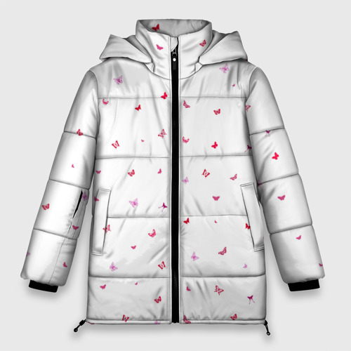 Женская зимняя куртка Oversize Маленькие бабочки, цвет черный