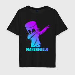 Мужская футболка хлопок Oversize Marshmello neon Маршмелло неон