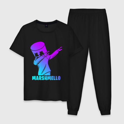 Мужская пижама хлопок Marshmello neon Маршмелло неон, цвет черный