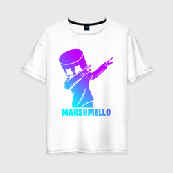 Женская футболка хлопок Oversize Marshmello neon Маршмелло неон