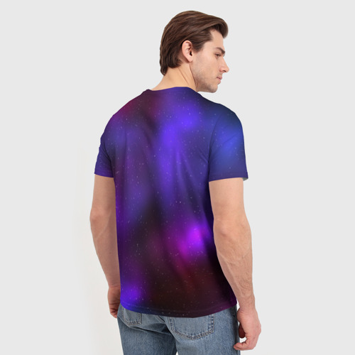 Мужская футболка 3D с принтом Космическое Сияние, вид сзади #2