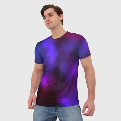 Мужская футболка 3D с принтом Космическое Сияние, фото на моделе #1