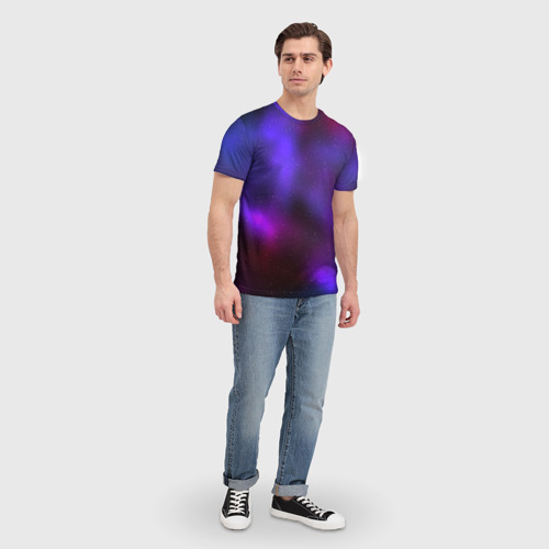 Мужская футболка 3D с принтом Космическое Сияние, вид сбоку #3