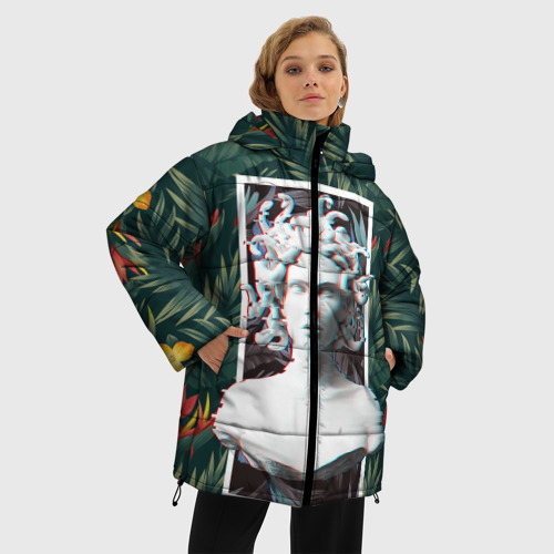 Женская зимняя куртка Oversize Медуза Горгона, цвет черный - фото 3