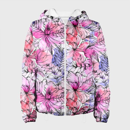 Женская куртка 3D Акварельные цветы