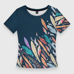 Перья – Женская футболка 3D Slim с принтом купить