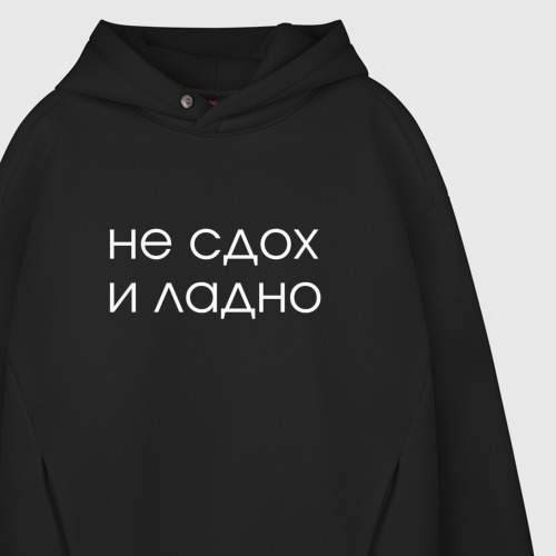 Мужское худи Oversize хлопок Не сдох и ладно, цвет черный - фото 4