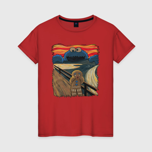 Женская футболка хлопок Печенька ван гога, цвет красный