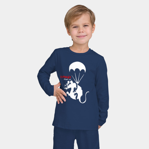 Детская пижама с лонгсливом хлопок Banksy, цвет темно-синий - фото 3