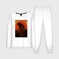 Женская пижама с лонгсливом хлопок Godzilla and red sun
