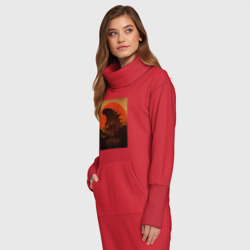 Платье удлиненное хлопок Godzilla and red sun - фото 2