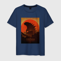 Мужская футболка хлопок Godzilla and red sun