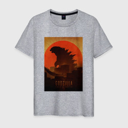 Мужская футболка хлопок Godzilla and red sun