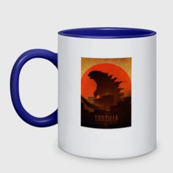 Кружка двухцветная Godzilla and red sun