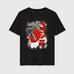 Женская футболка хлопок Oversize Godzilla Годзилла