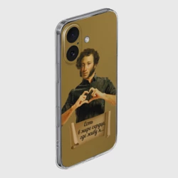 Чехол для iPhone 16 силиконовый с защитой камеры "Есть в мире сердце, где живу я" А.С.Пушкин - фото 2