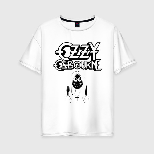 Женская футболка из хлопка оверсайз с принтом Ozzy Osbourne, вид спереди №1