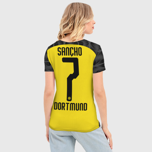 Женская футболка 3D Slim Sancho home UEFA 19-20, цвет 3D печать - фото 4