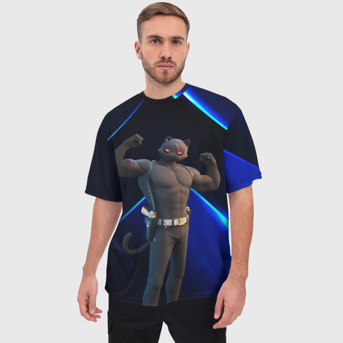 Мужская футболка oversize 3D Fortnite Meowscles Shadow, цвет 3D печать - фото 3