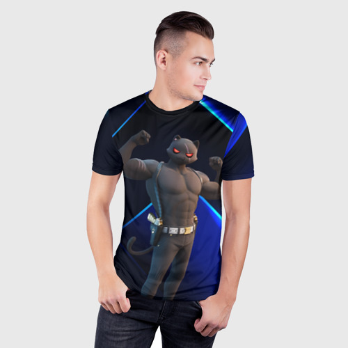 Мужская футболка 3D Slim Fortnite Meowscles Shadow, цвет 3D печать - фото 3