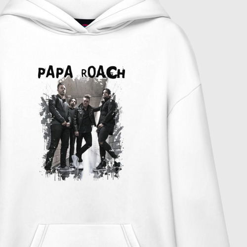 Худи SuperOversize хлопок Papa Roach Папа Роач, цвет белый - фото 3