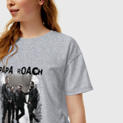 Женская футболка хлопок Oversize Papa Roach Папа Роач - фото 2