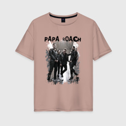 Женская футболка хлопок Oversize Papa Roach Папа Роач