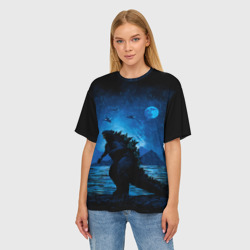 Женская футболка oversize 3D Godzilla Годзилла - фото 2