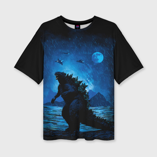 Женская футболка oversize 3D Godzilla Годзилла, цвет 3D печать