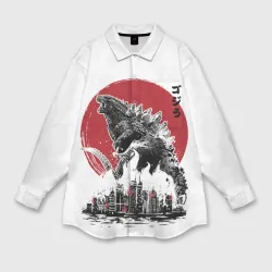 Женская рубашка oversize 3D Godzilla Годзилла