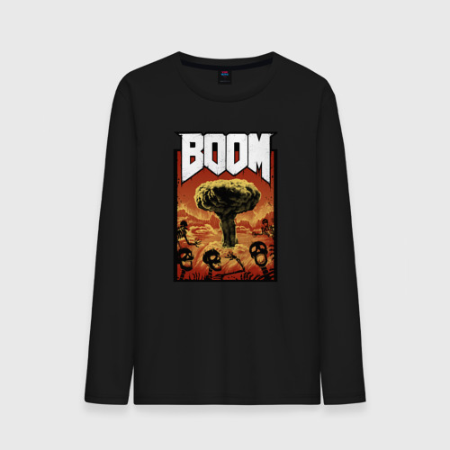 Мужской лонгслив хлопок DOOM BOOM, цвет черный