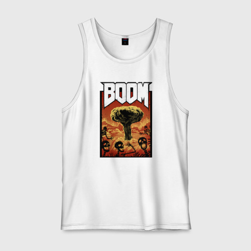 Мужская майка хлопок DOOM BOOM, цвет белый